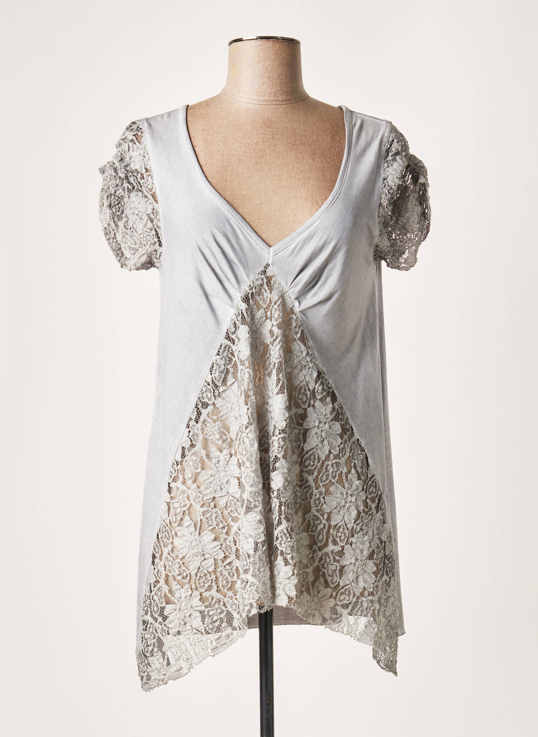 Lauren Vidal Tuniquemanchecourte Femme couleur gris