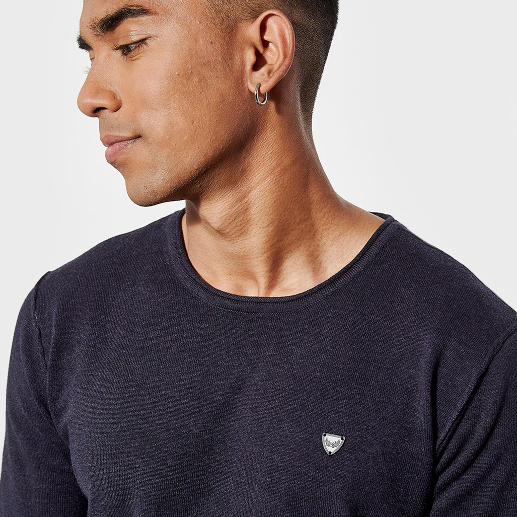 GREAT  Pull régular Homme bleu en 100% coton