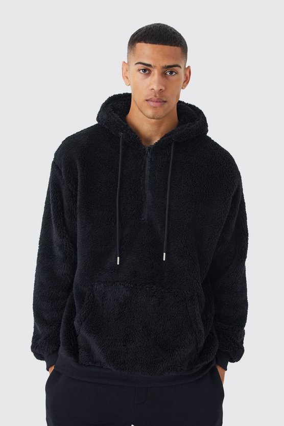 Oversize Borg-Hoodie mit Reißverschluss