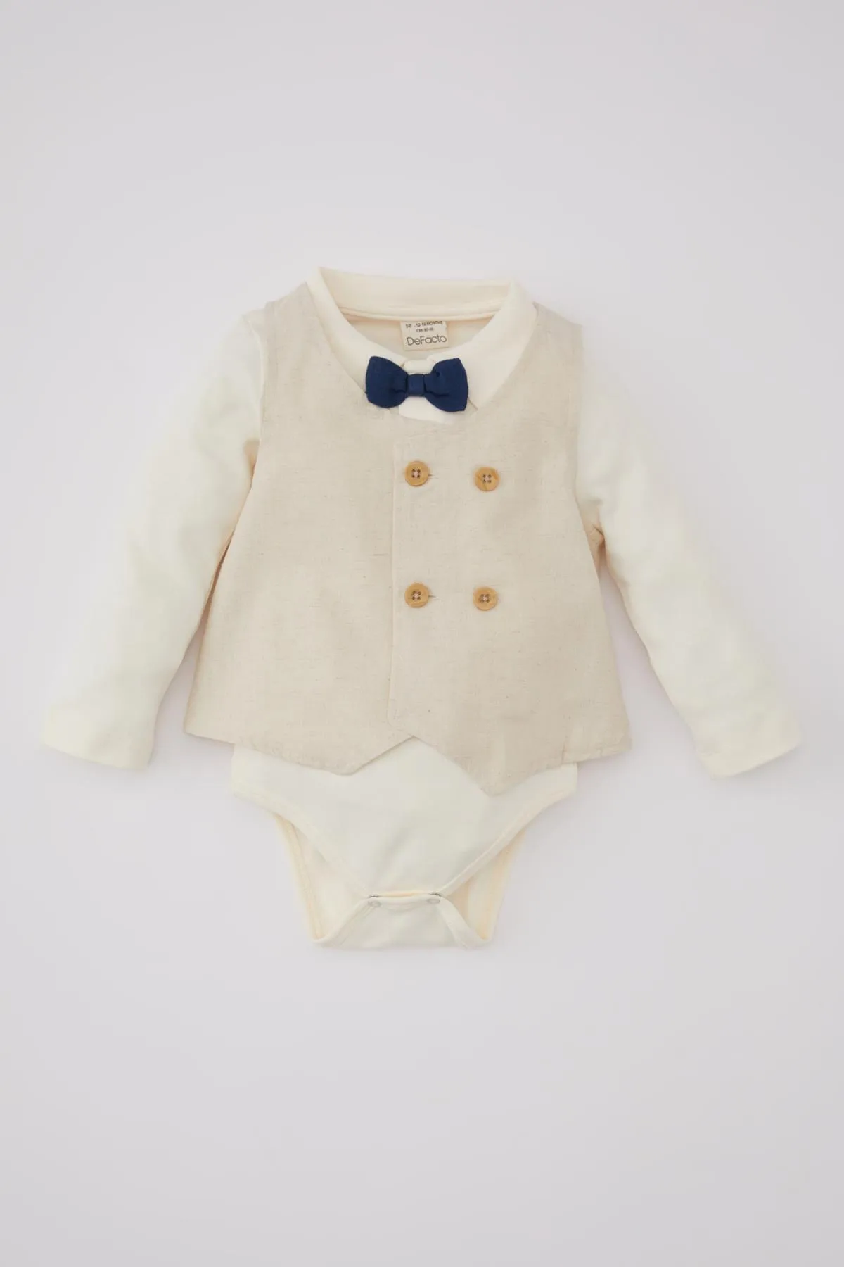 DeFacto  Baby Jungen Langarm Druckknopf Body Weste Hose Leinen 3-teiliges Set B9507A524SM