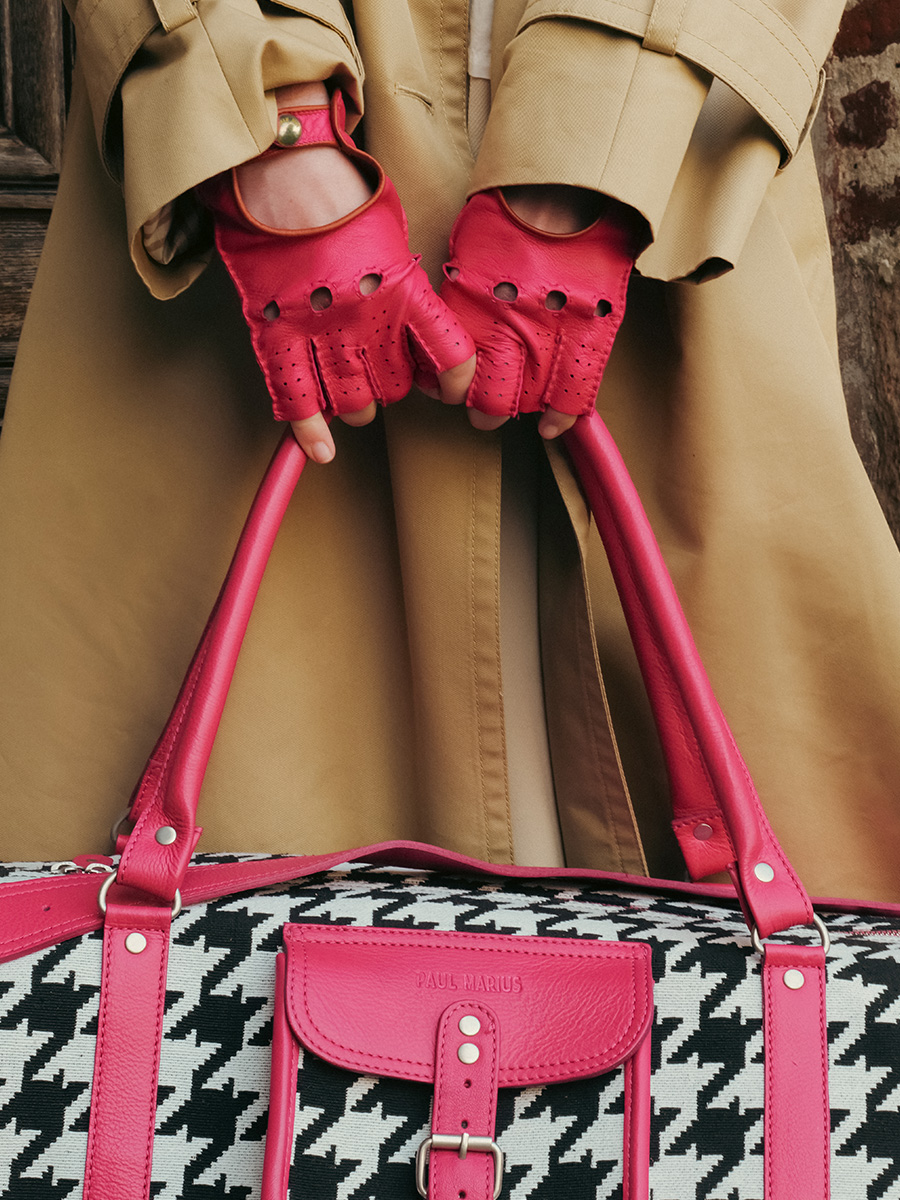Mitaine Pilote Femme - Fuchsia / Naturel