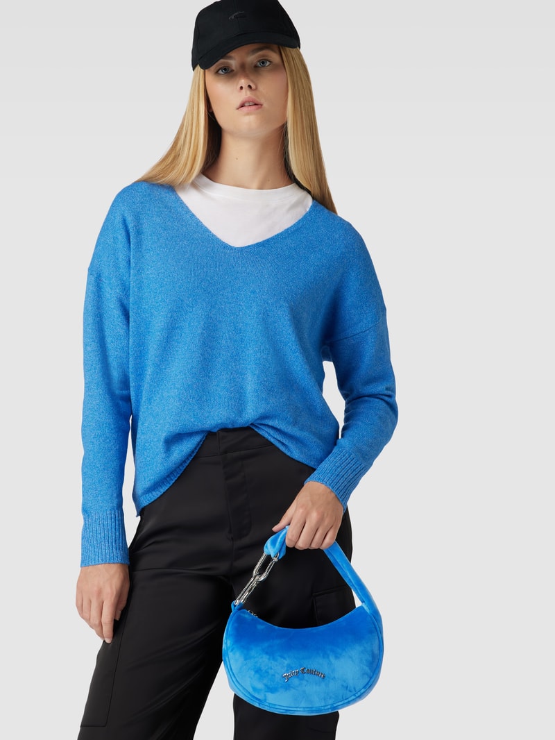 Handtasche mit Label-Applikation Modell 'BLOSSOM' in blau
