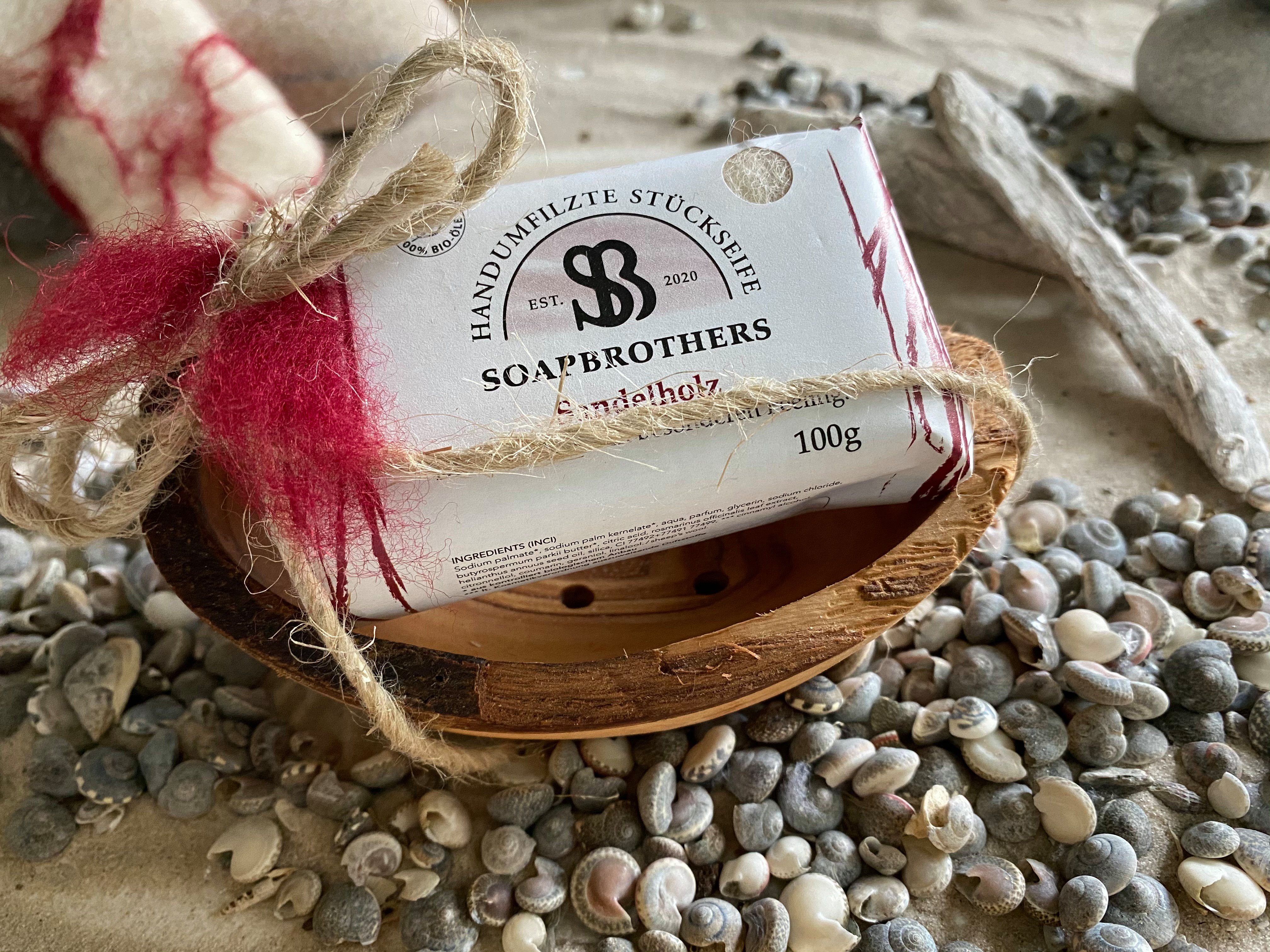 Soapbrothers Seifen-Set Geschenk-Box Naturkosmetik und Olivenholzseifenschale 8 versch. Düfte, 2-tlg., Naturkosmetik