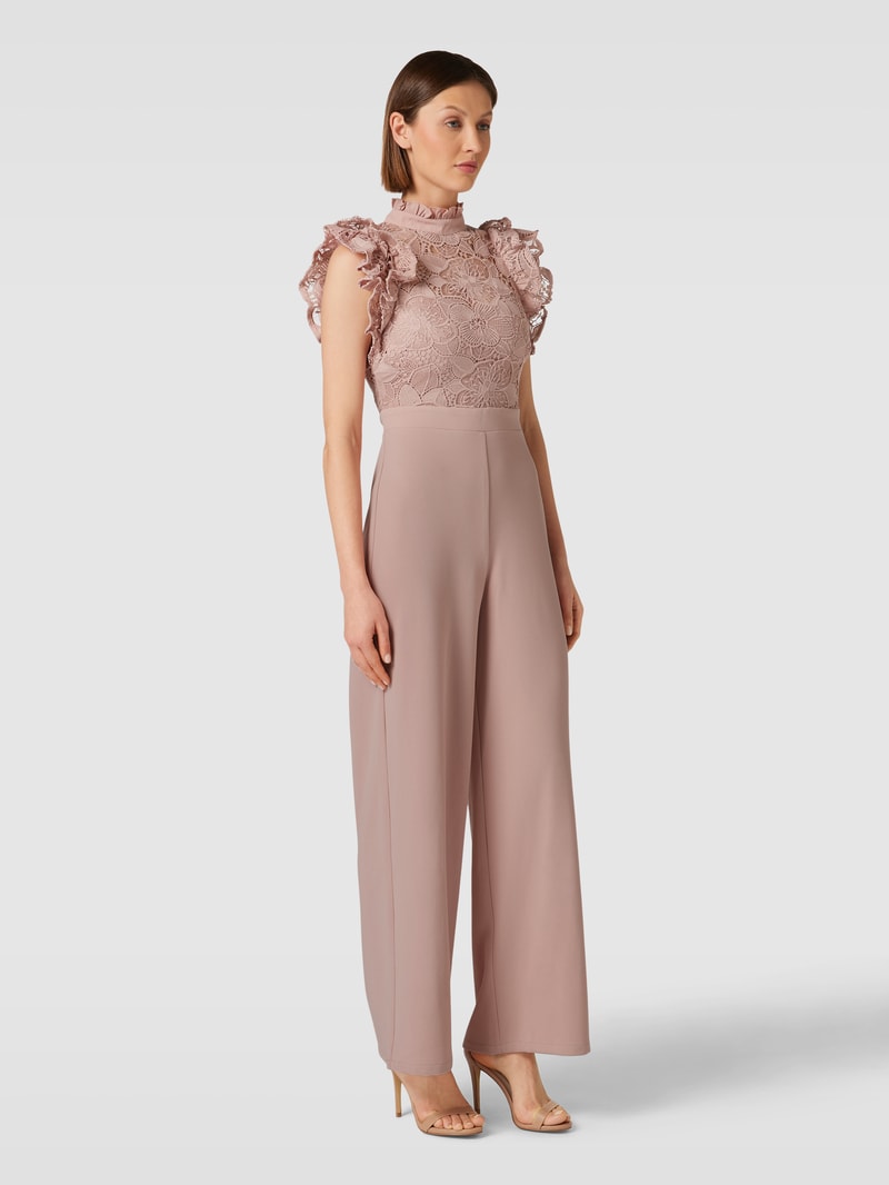 Jumpsuit mit Volantärmeln in rosé