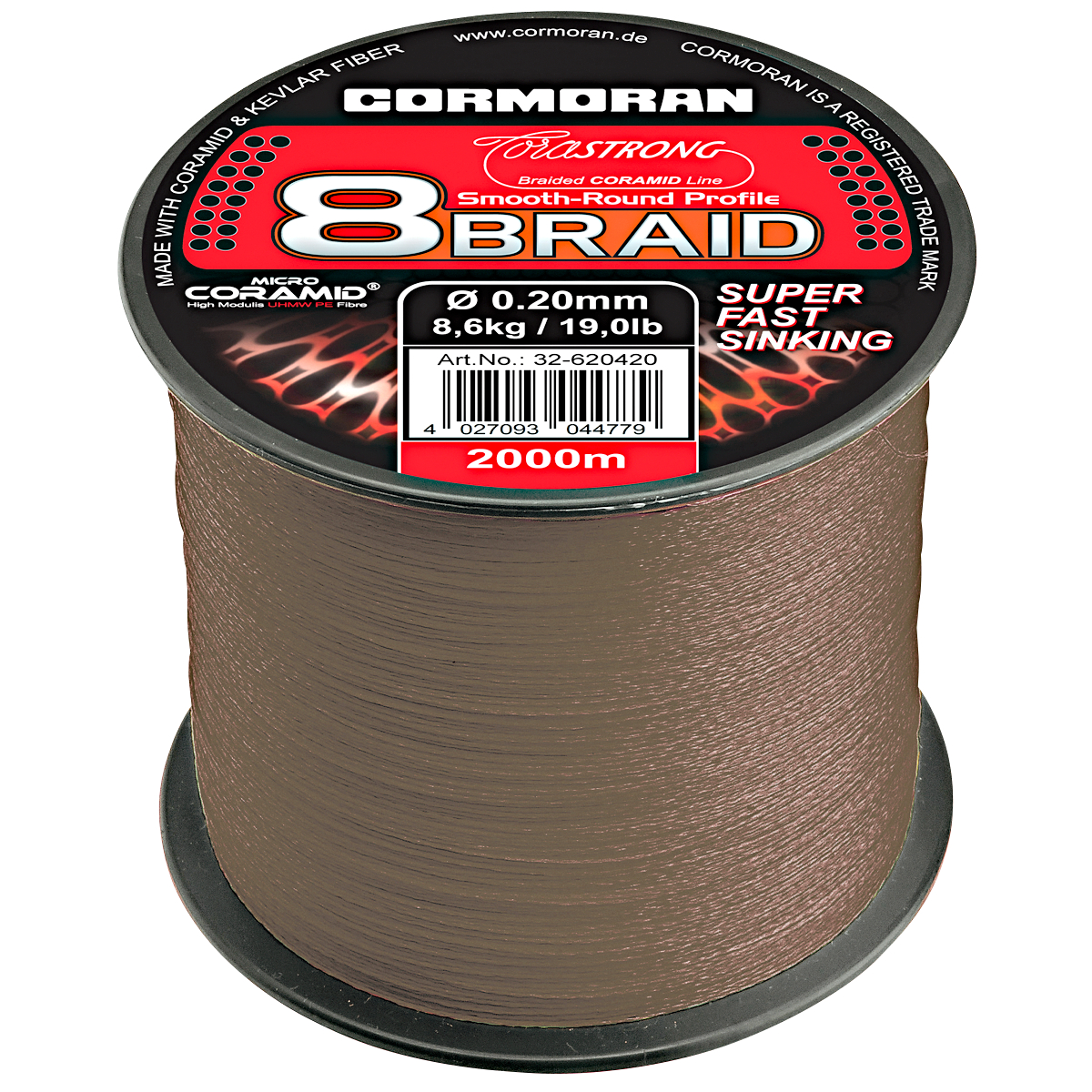 Cormoran Angelschnur Corastrong 8-Braid Super Fast Sinking (dunkelbraun)