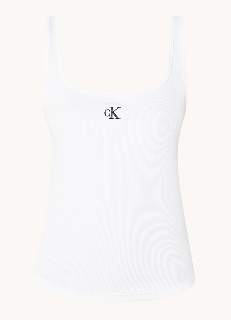 Canotta a coste Calvin Klein con logo ricamato