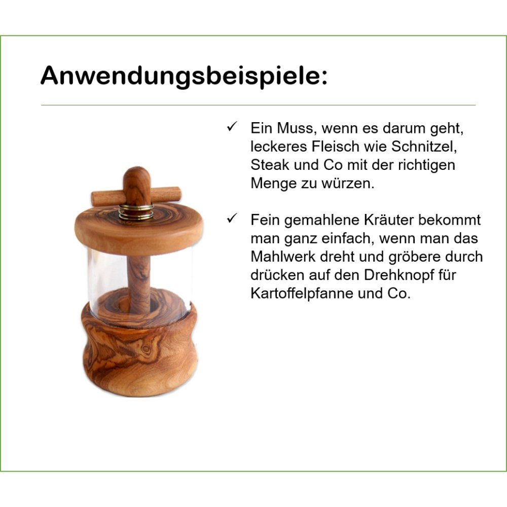 Olivenholz-erleben Kräutermühle Kräutermühle, (1 Stück), vielseitig einsetzbar
