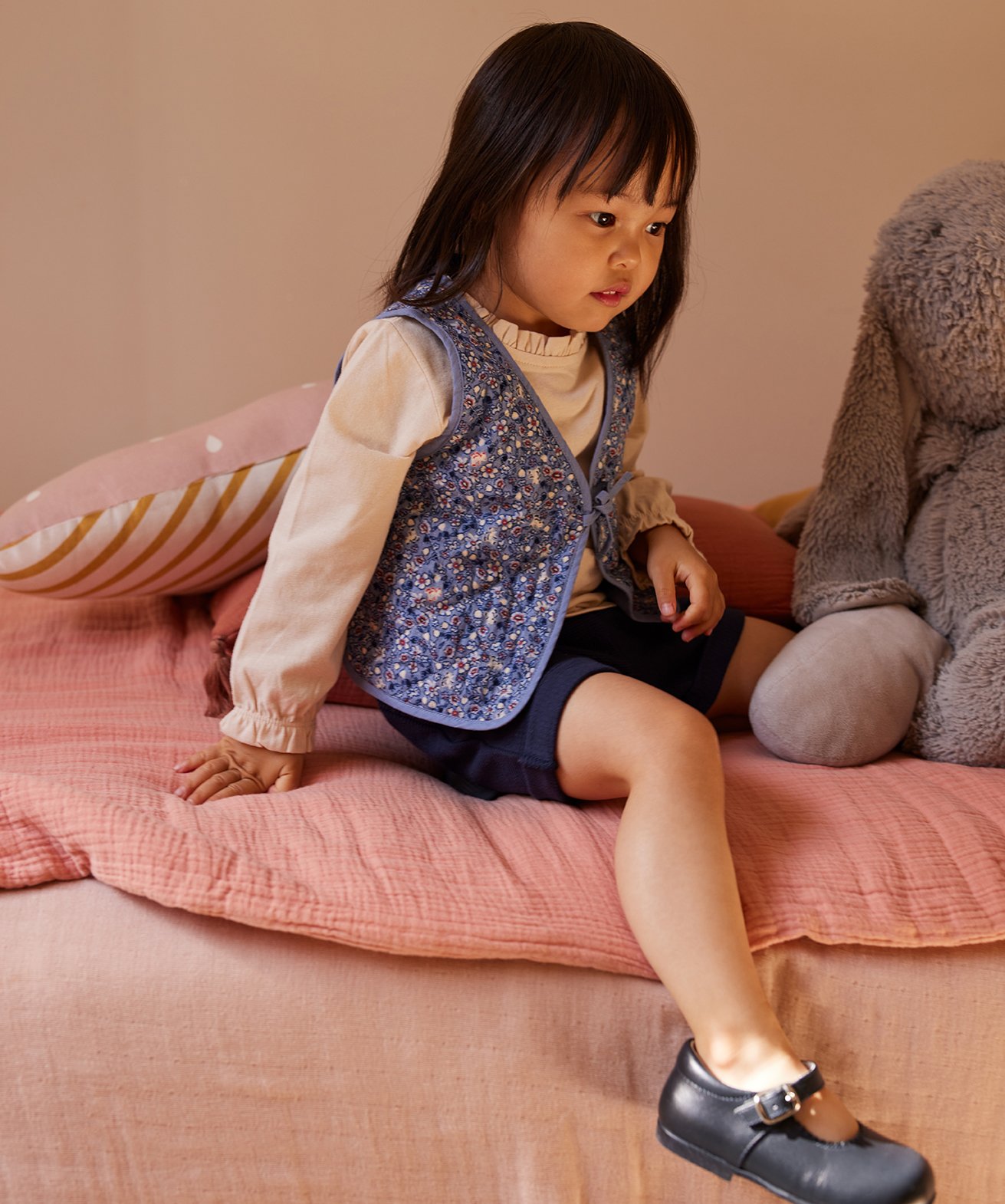 Ensemble bébé fille 3 pièces : tee-shirt + gilet + short ... marine | GEMO