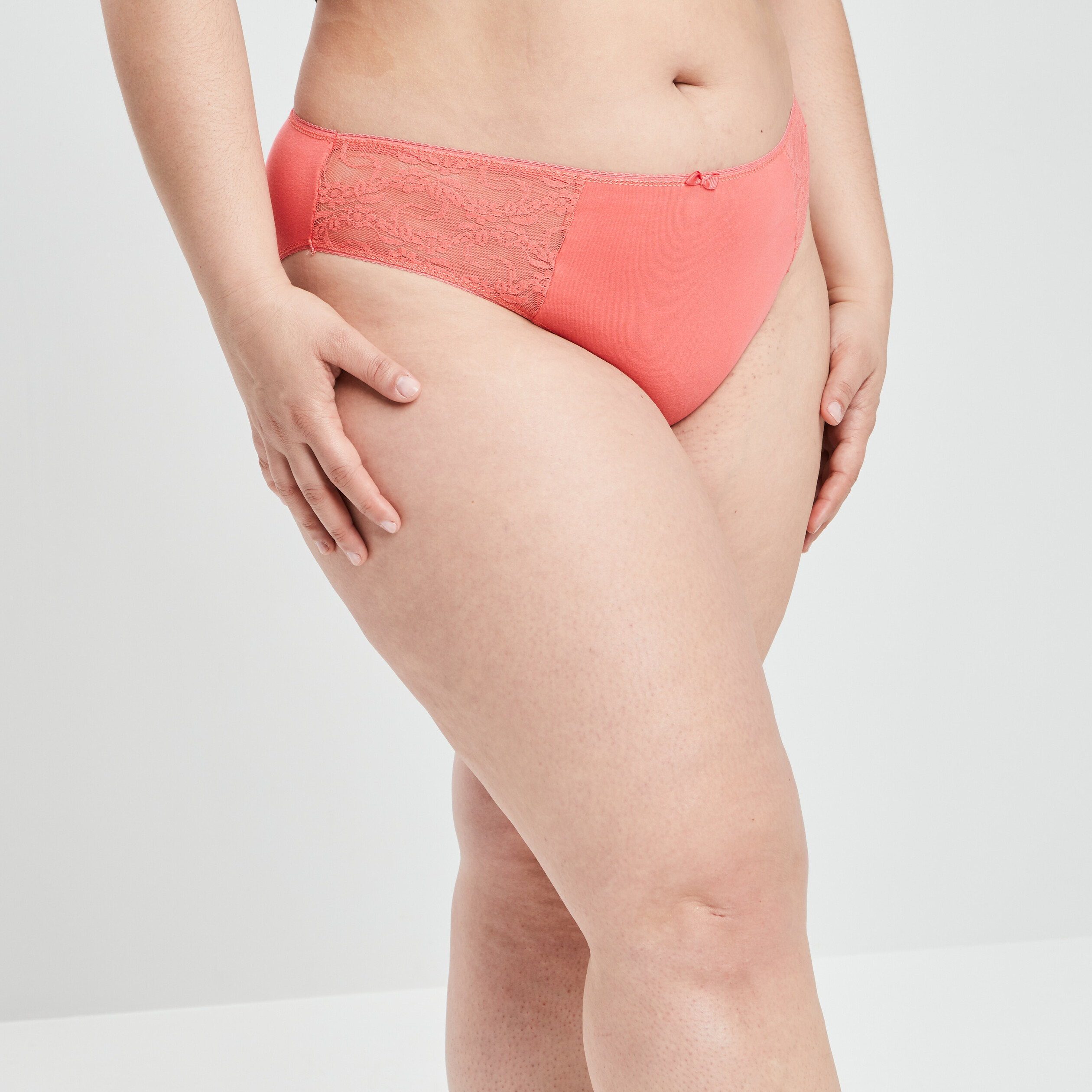 Culotte empiècements dentelle rose fluo femme grande taille | La Halle