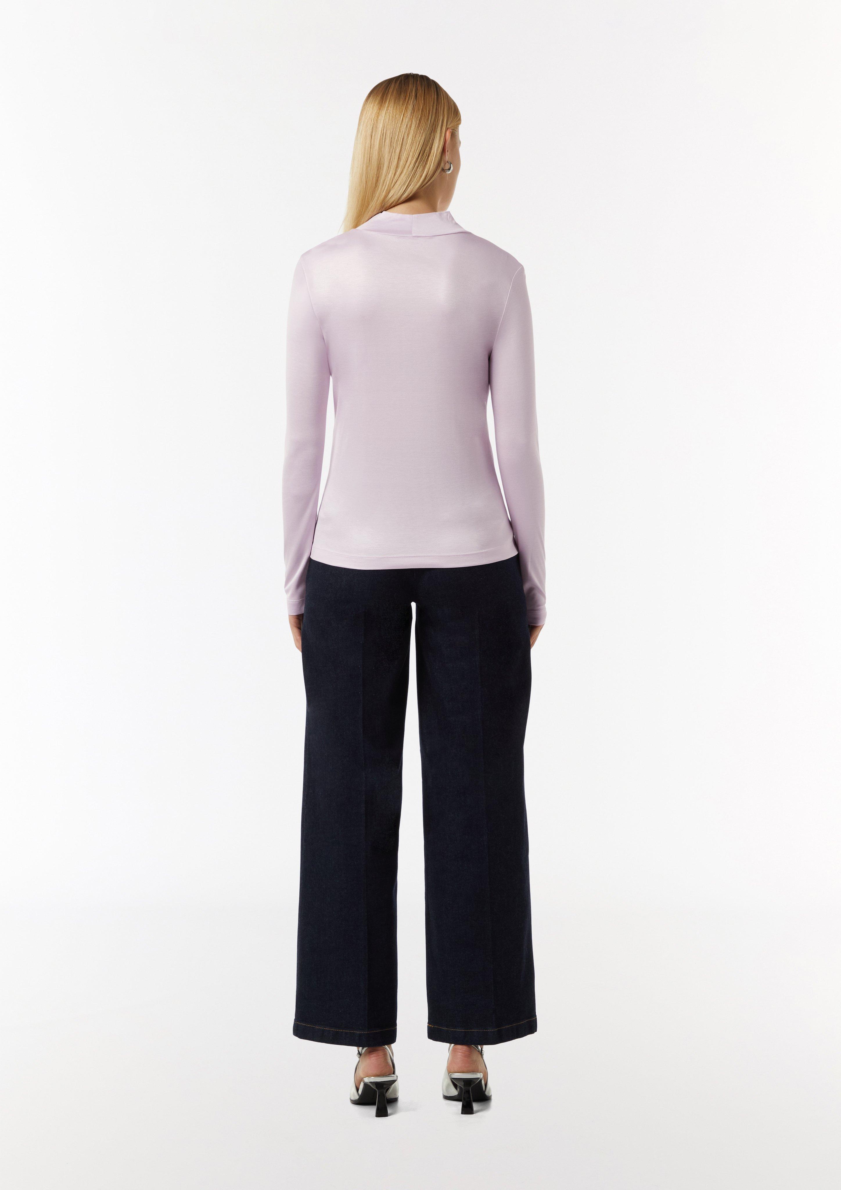 Leicht durchscheinendes Longsleeve mit Stehkragen - flieder