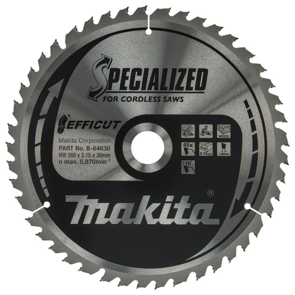 Lamă de ferăstrău Makita Accessories B-64630 HM Specialized 260 x 30 x 45T