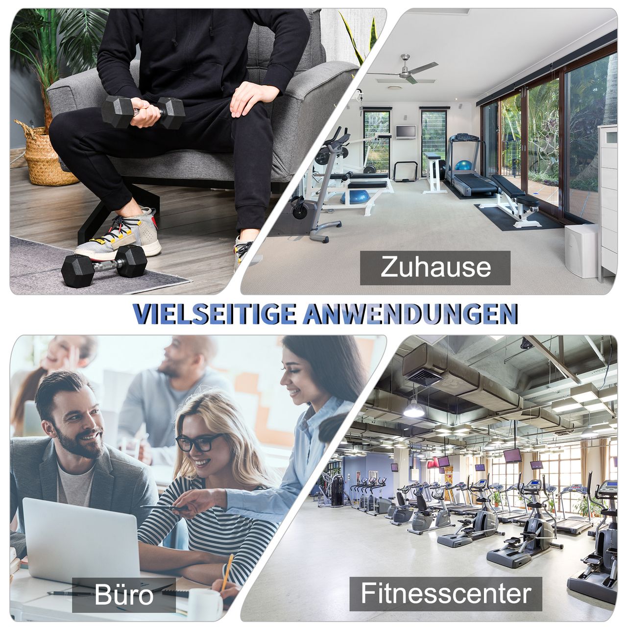 HOMCOM 2er-Set Gummi-Hantel 4 KG Fitness Hantel Kurzhantel für Trainingsraum Büro sechseckige Form Metall Gummi Schwarz