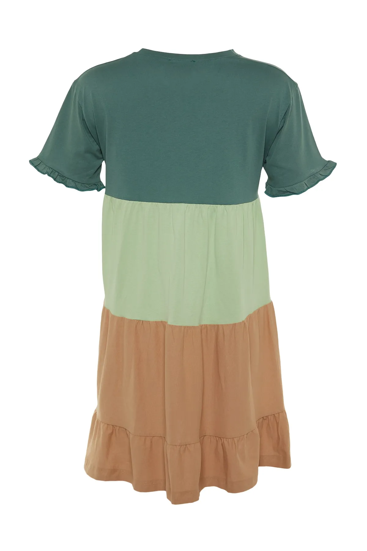 Trendyol Collection  Grünes, einfarbiges Mini-Strickkleid aus 100 % Baumwolle in Blockfarben TWOSS20EL1638