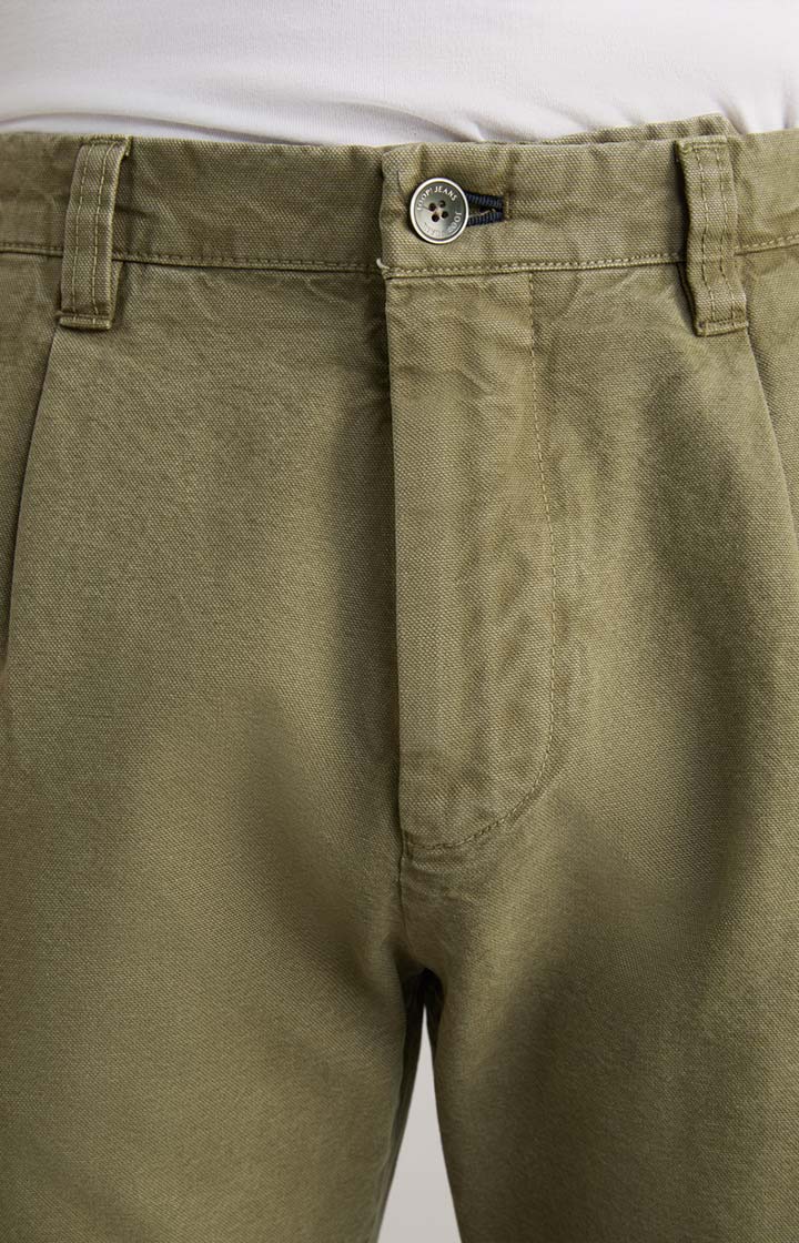 Baumwoll-Chino Len in Oliv