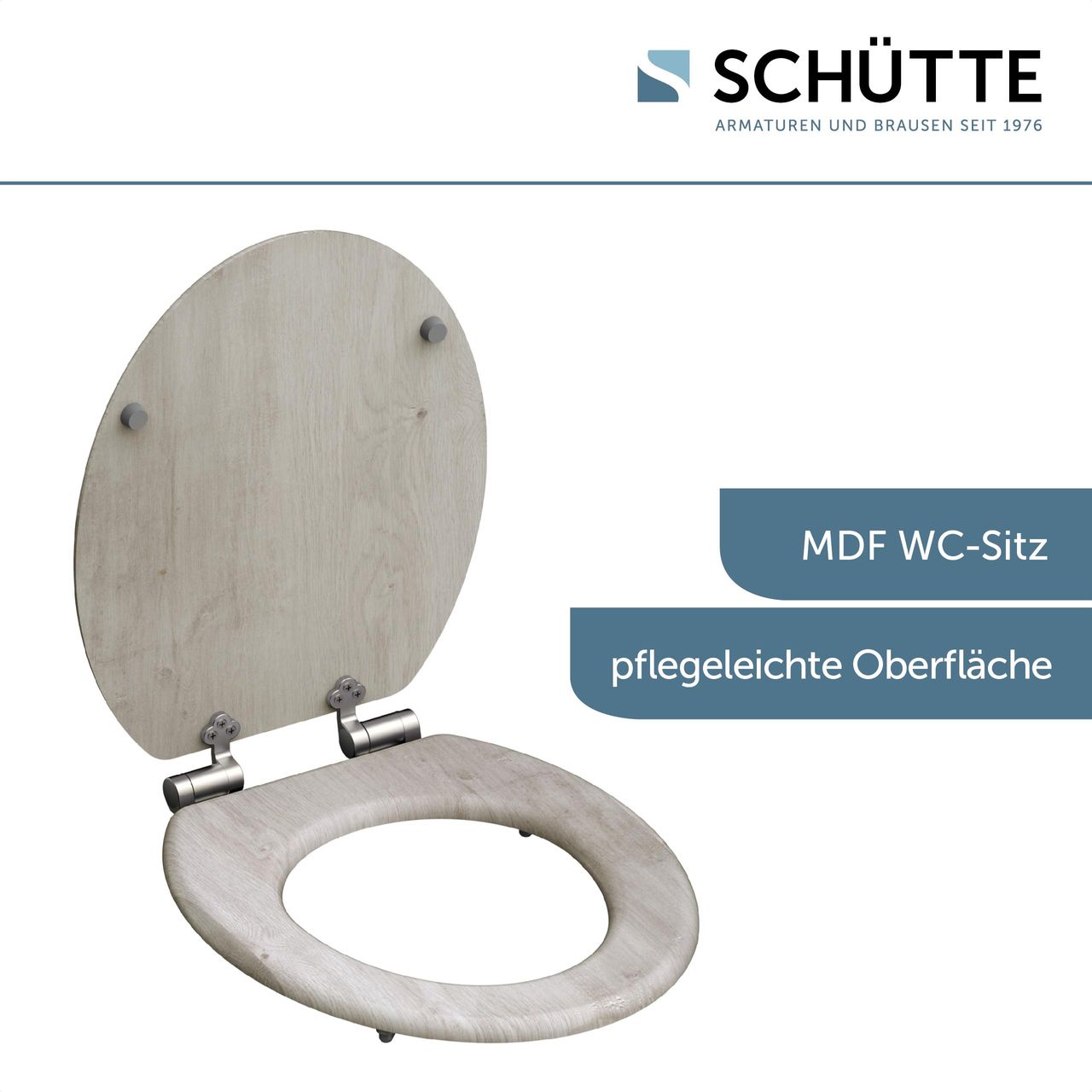 Schütte MDF WC Sitz LIGHT WOOD, Toilettendeckel mit Absenkautomatik und Holzkern, Toilettensitz mit Motivdruck