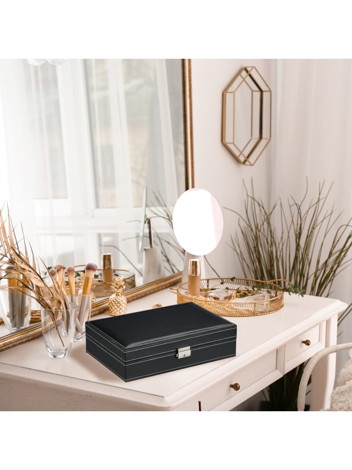 relaxdays Uhrenbox in Schwarz - (B)30 x (H)8 x (T)20,5 cm günstig kaufen onesize