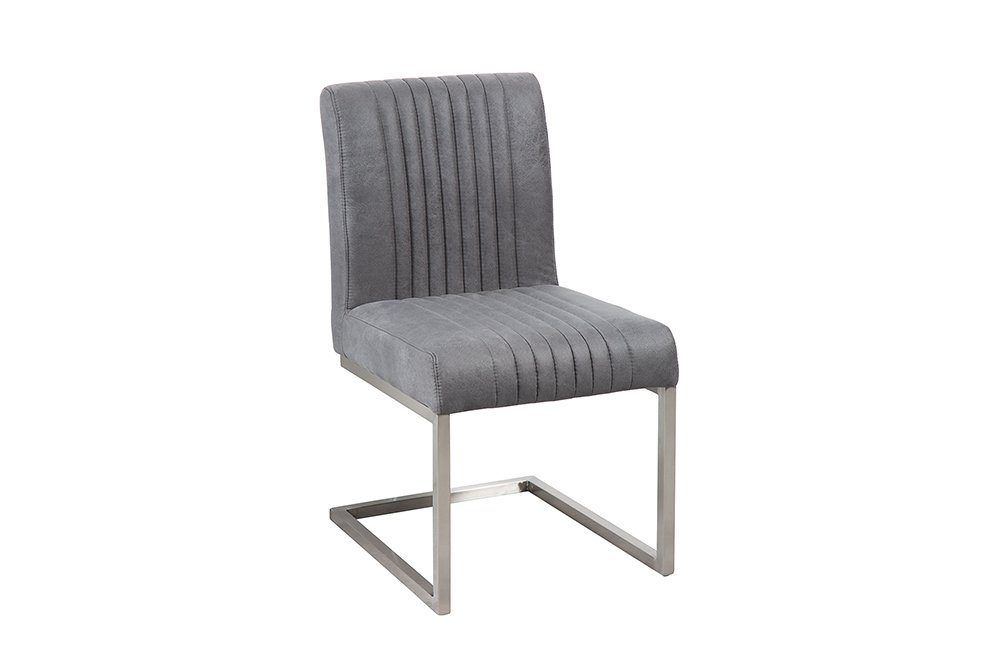 riess-ambiente Freischwinger BIG ASTON vintage grau / silber, Esszimmer · Microfaser · Edelstahl · Federkern · Industrial
