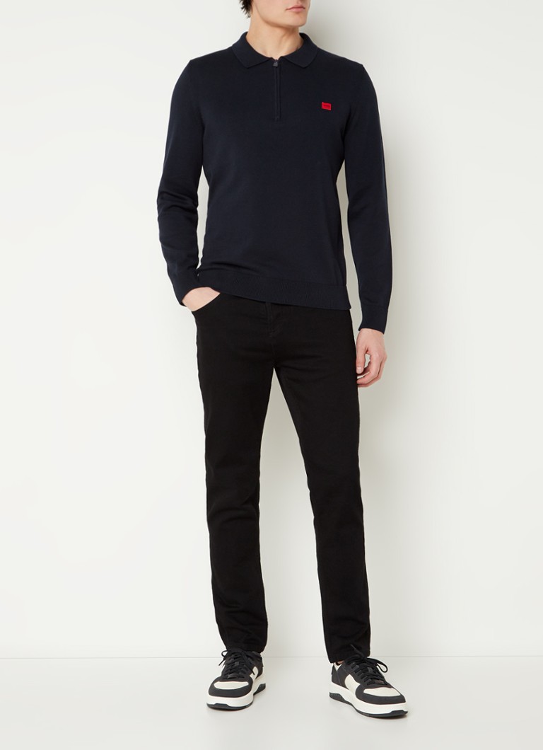Pulover HUGO BOSS San Peer din tricot fin cu logo brodat