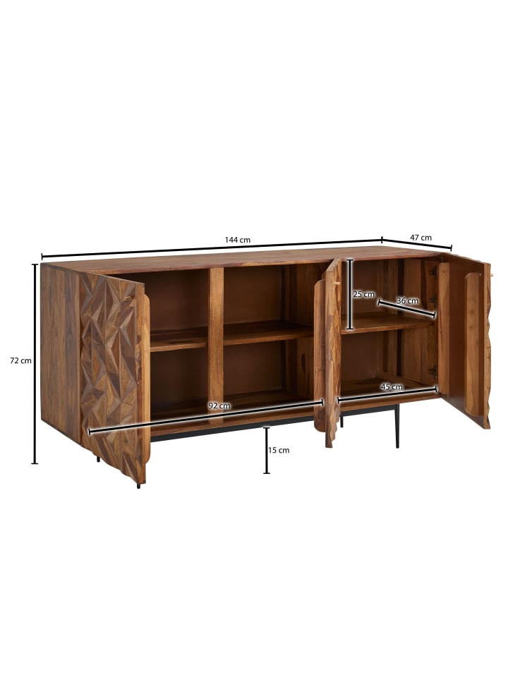 KADIMA DESIGN Sideboard 144x72x47 cm Massivholz / Metall Anrichte, Kommode günstig kaufen onesize