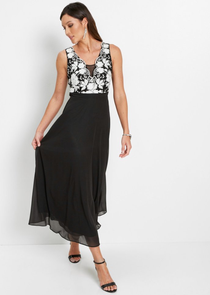 Chiffonkleid mit Pailettenstickerei