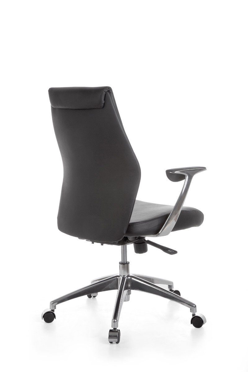 Amstyle Chefsessel SPM1.142 (Echtleder Schwarz, Bürostuhl XXL 120 kg Modern), Schreibtischstuhl Drehbar, Drehstuhl mit Armlehne