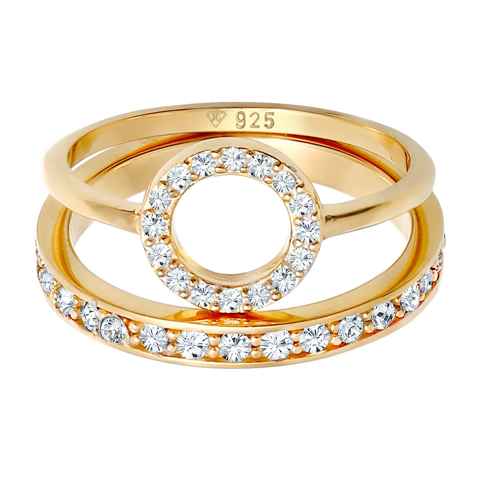Elli PREMIUM Elli PREMIUM Bague Bague pour femme Duo Memorie Cercle Geo Timeless avec cristaux Bague