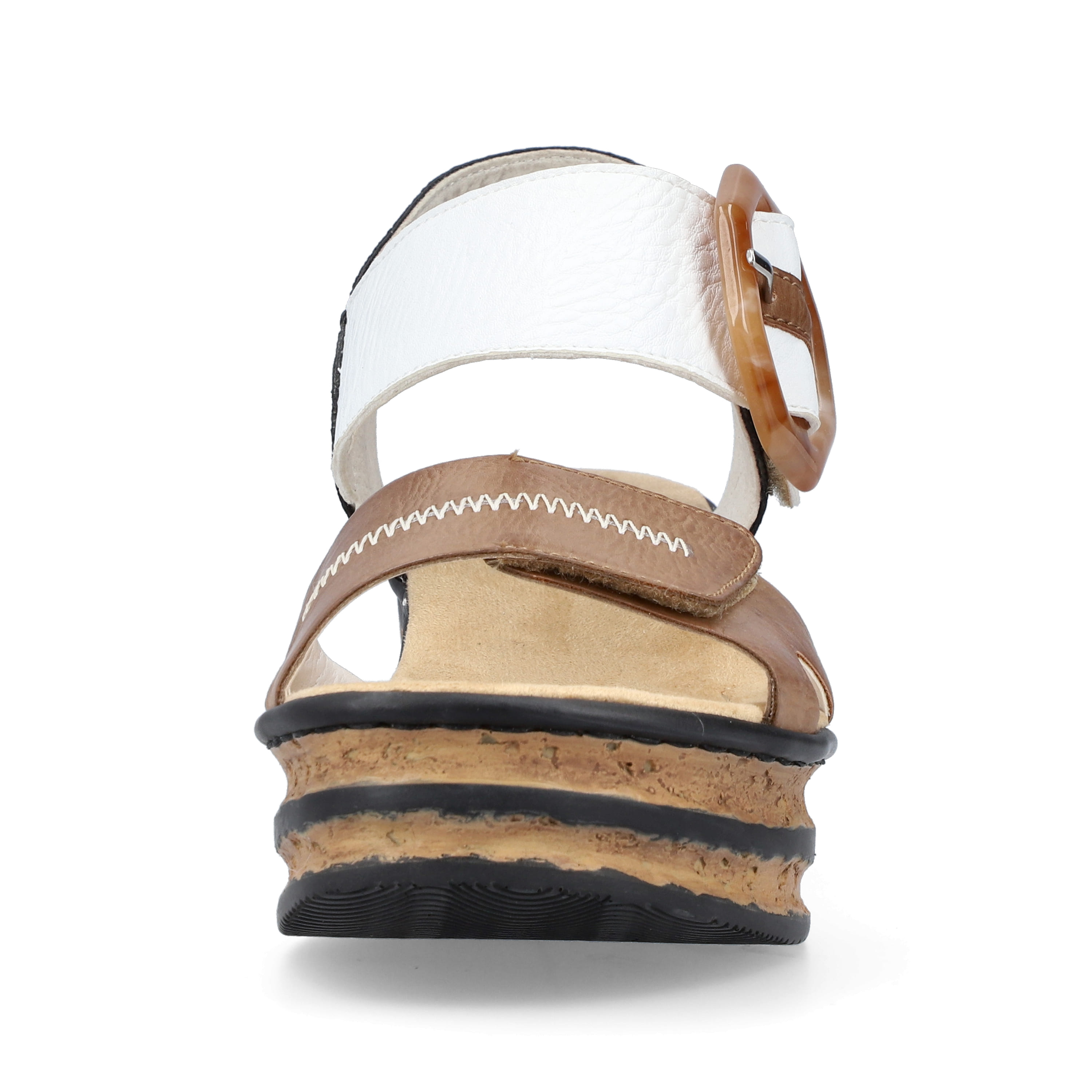 Rieker Damen Keilsandaletten braunbeige-reinweiß