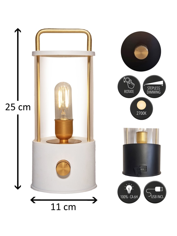 Coen Bakker LED Laterne Lampe dimmbar Warmweiß IP44 Innen & Außen 25x11cm in Weiß günstig kaufen onesize