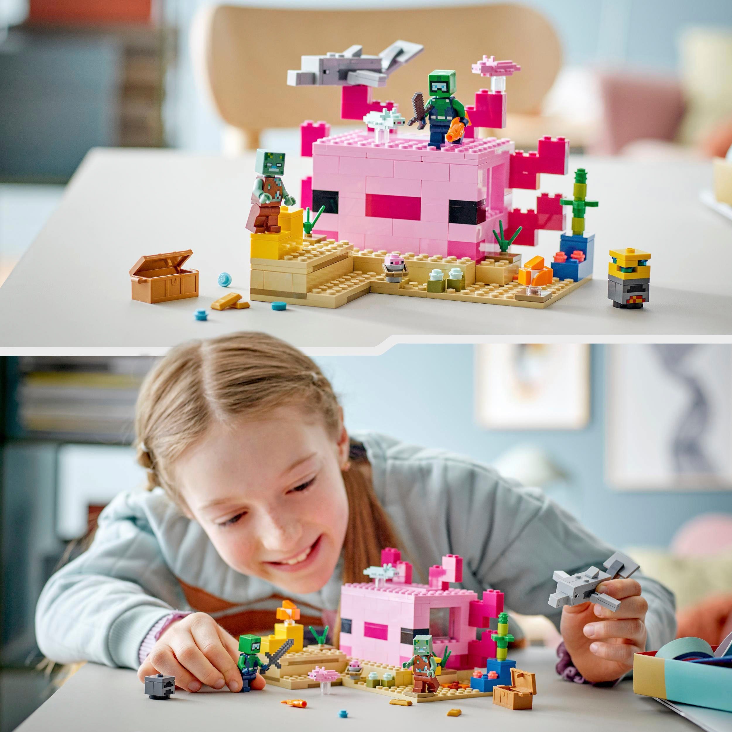 LEGO® Konstruktionsspielsteine Das Axolotl-Haus (21247), LEGO® Minecraft, (242 St), Made in Europe