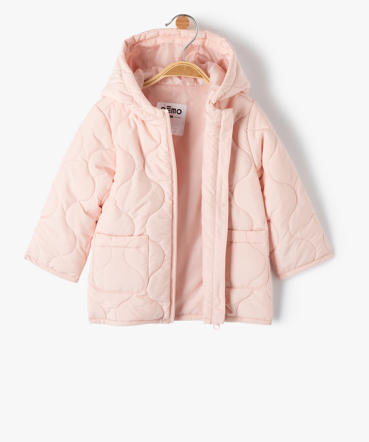 Blouson bébé fille matelassé à capuche rose | GEMO
