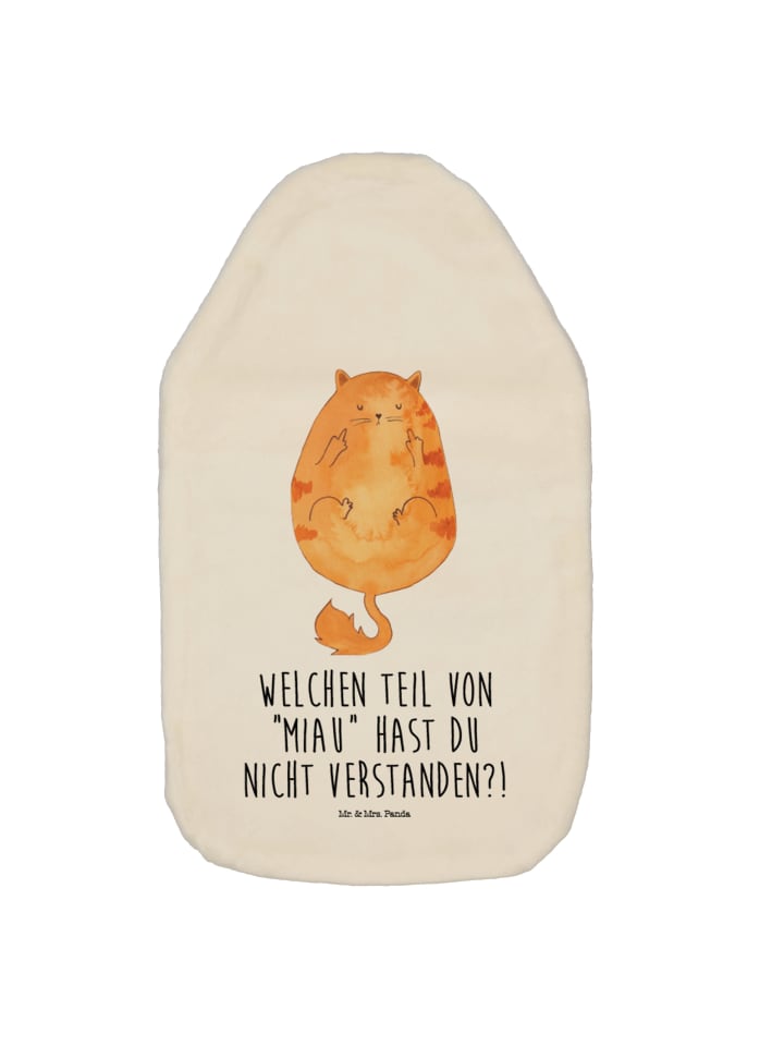 Mr. & Mrs. Panda Wärmflasche Katze Mittelfinger mit Spruch in Weiß günstig kaufen onesize