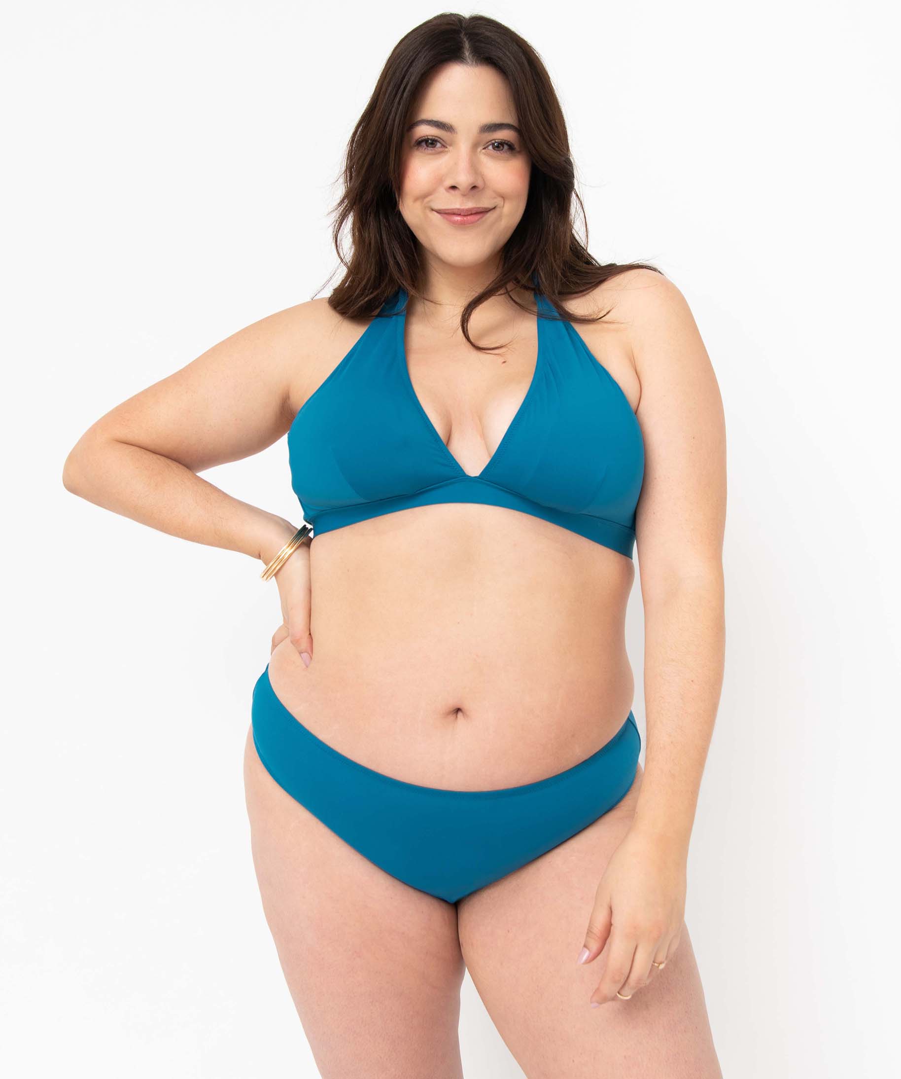 Haut de maillot de bain femme grande taille forme triangle bleu | GEMO