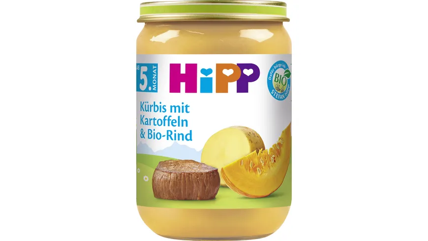 HiPP Bio Menüs ab dem 5. Monat Kürbis mit Kartoffeln und Bio-Rind 190 g