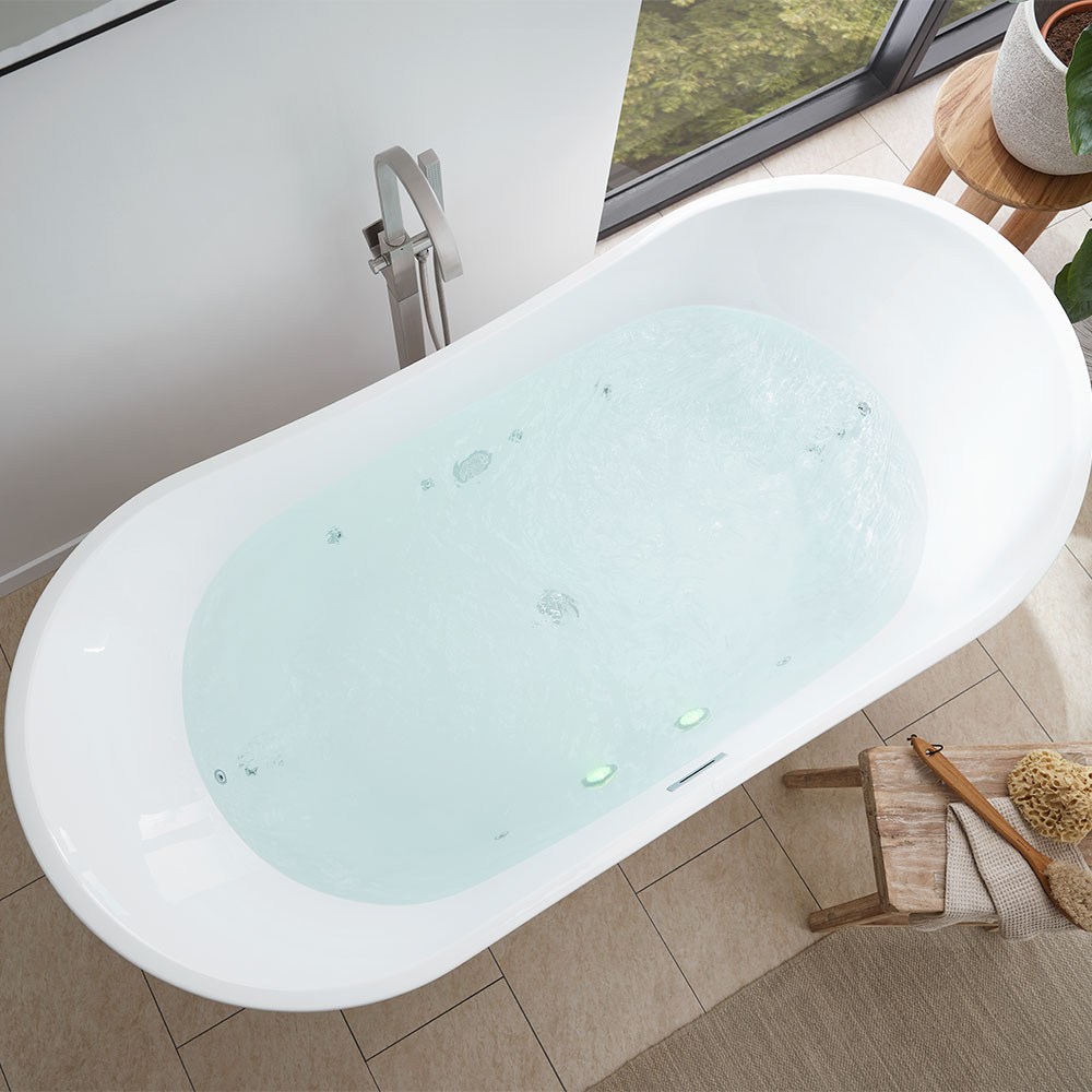 Home Deluxe Freistehende Whirlpool Badewanne OVALO PLUS