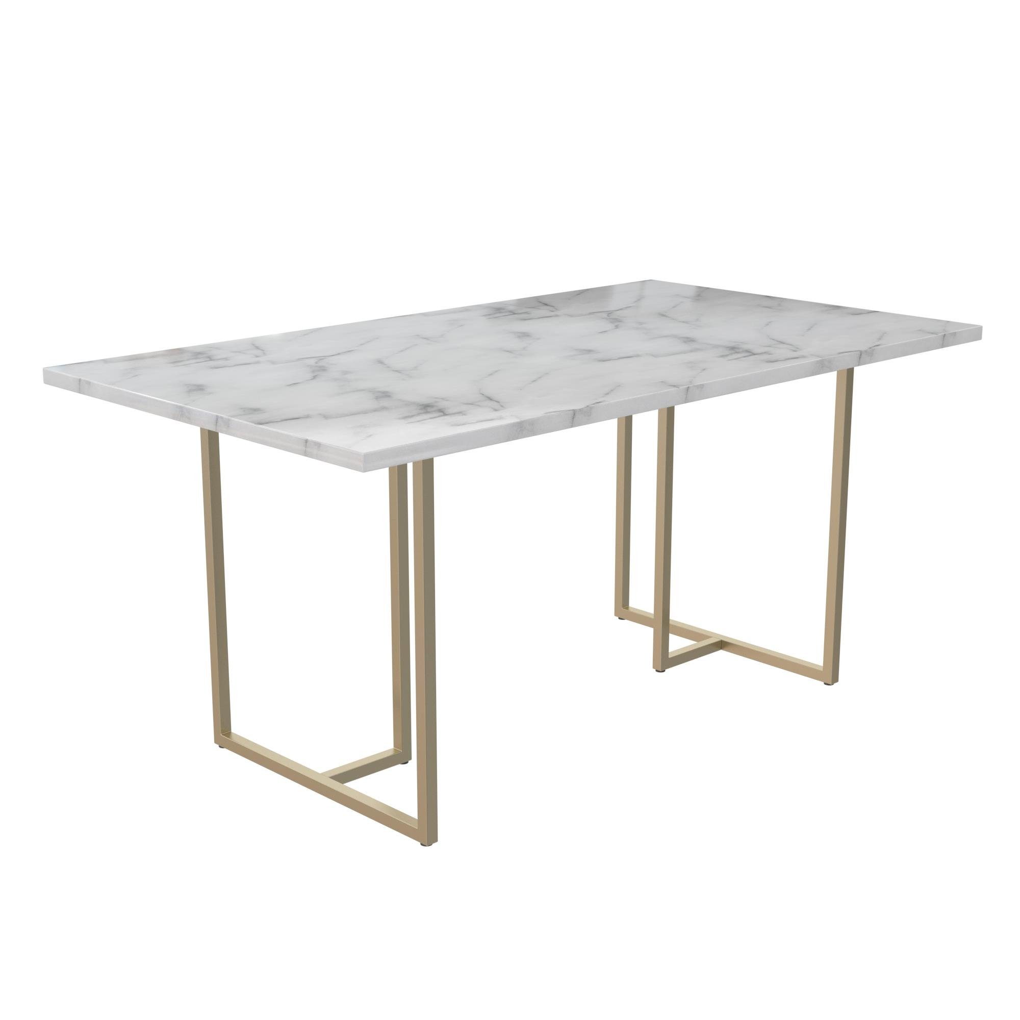 loft24 Esstisch Astor, Tisch in Marmoroptik mit Metallgestell, Breite 162,5 cm
