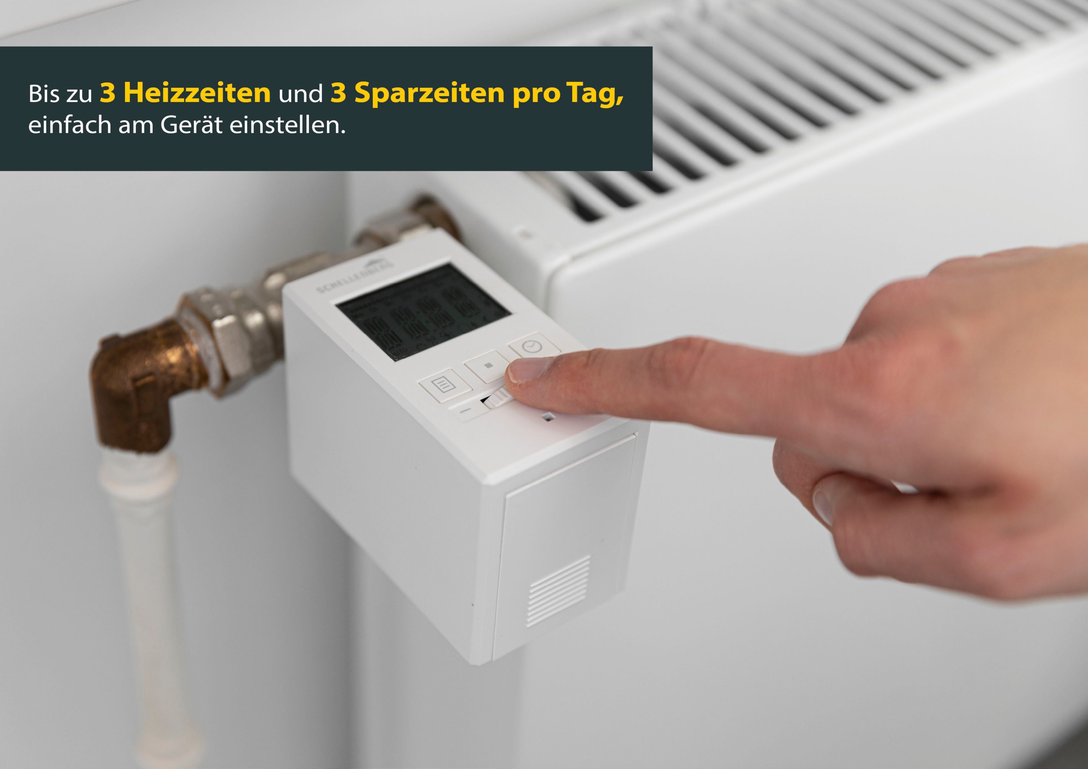 SCHELLENBERG Heizkörperthermostat Digital, 20101, (Inkl. Adapter-Set Danfoss RAV, RA, RAVL) einzeln, oder im 3er oder 5er Spar-Set erhältlich