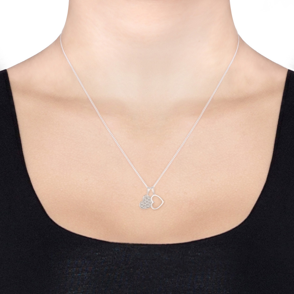Elli Elli Collier Herz Duo Funkelnd Kristalle 925 Silber collier