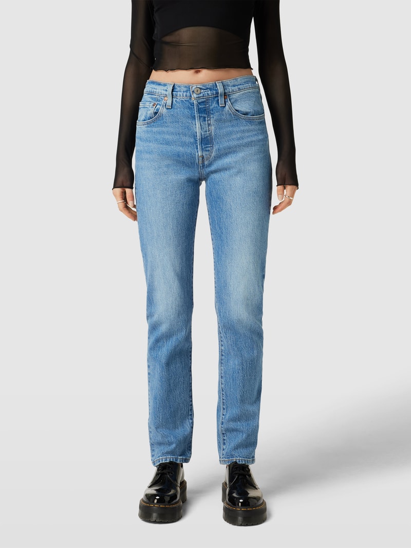 Jeans mit Label-Patch aus Leder Modell '501® JEANS FOR WOMEN' Modell 501® JEANS in hellblau