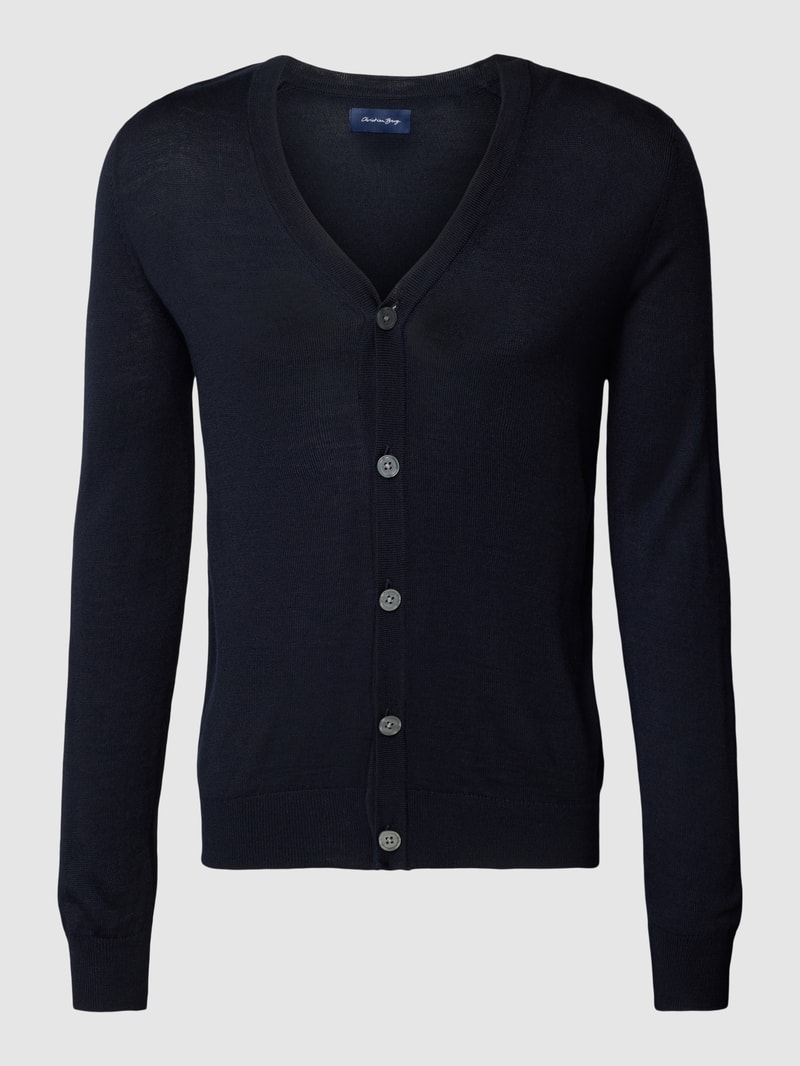 Strickjacke mit V-Ausschnitt und Knopfleiste in marineblau