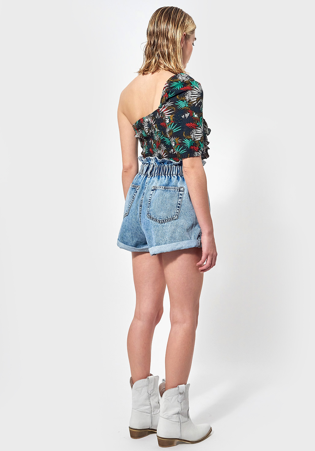 LIMA  Short en jean mom Femme bleu délavé en 100% coton
