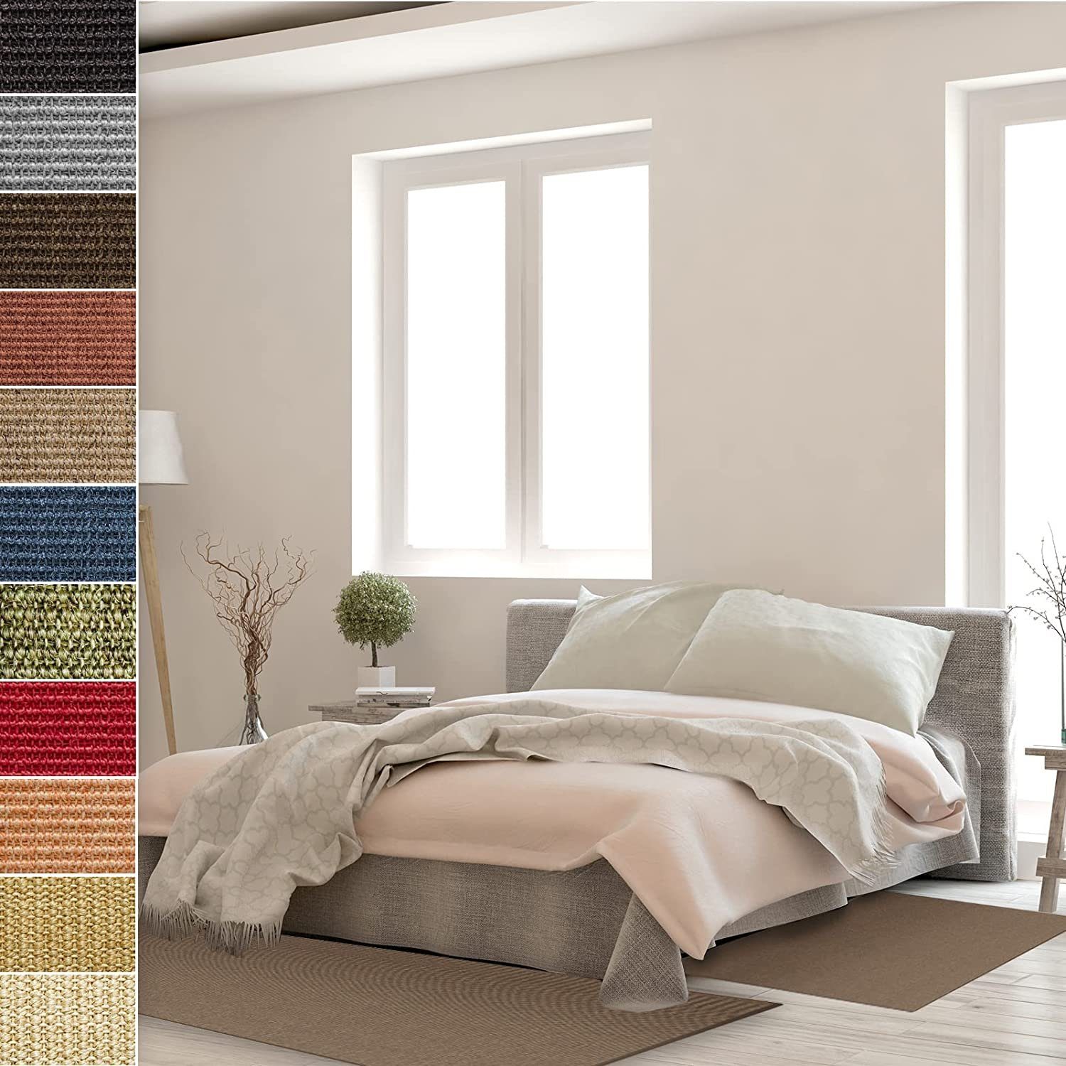Bettumrandung Sylt, 3 Größen & 10 Farben, Teppichläufer, ideal im Schlafzimmer Floordirekt, Höhe 6 mm, (3-tlg), Sisal
