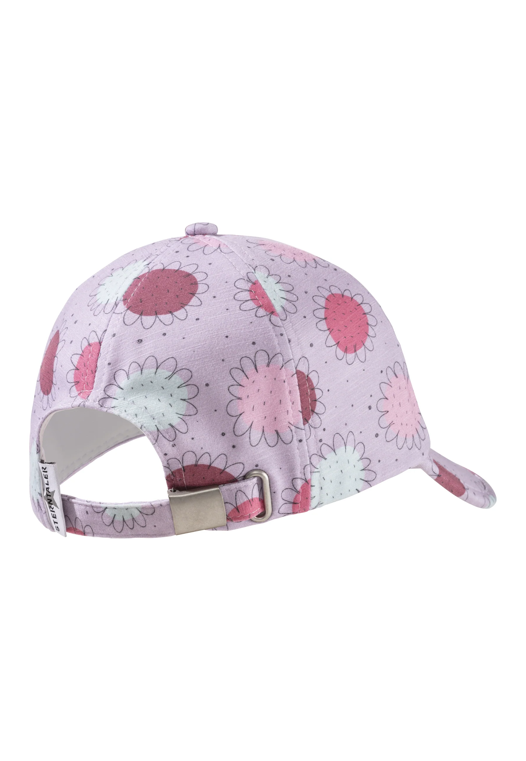 Baseballcap bedruckt mit bunten Blumen in flieder