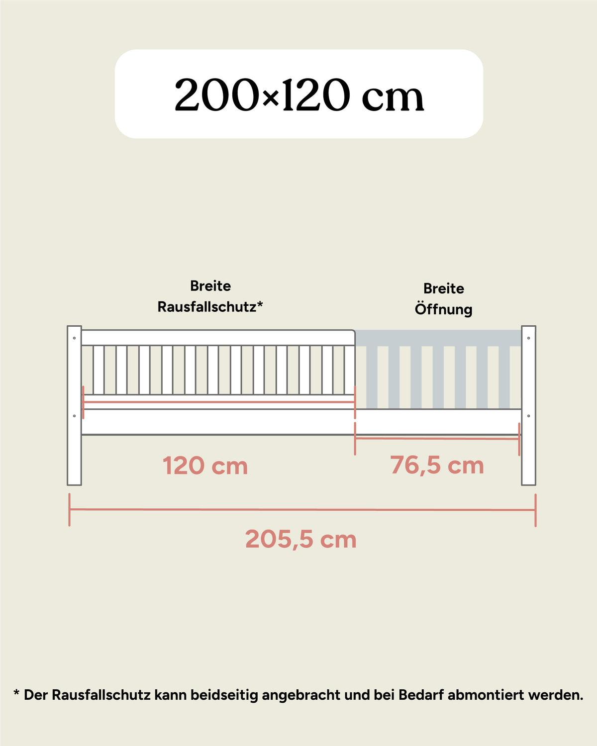 Kinderbett Buche 120 × 200 Weiß