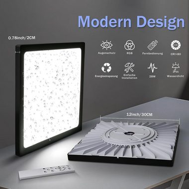 ZMH LED Deckenleuchte IP44 RGB Hintergrundleuchtung 28W Dünn Flach mit Fernbedienung, Dimmbar, LED fest integriert, warmweiß-kaltweiß