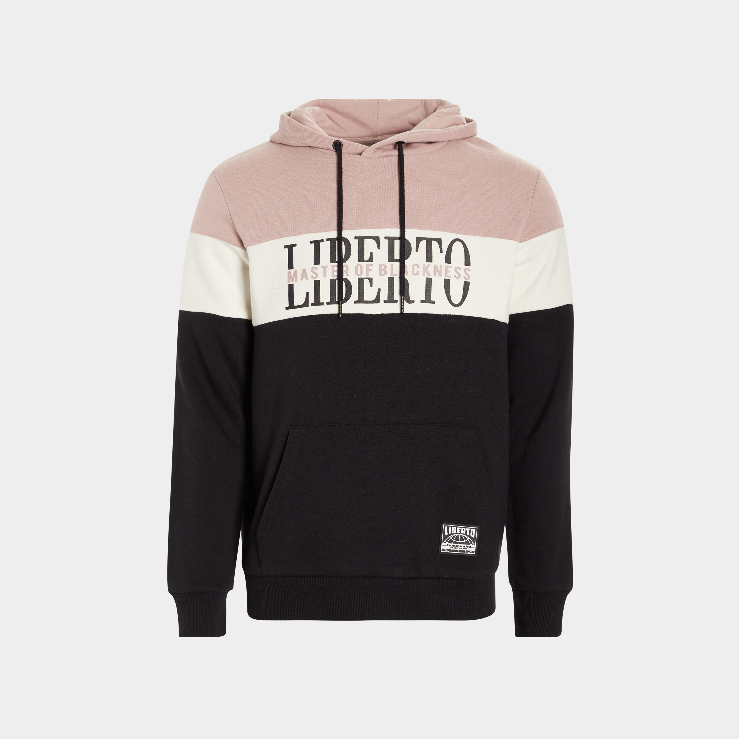 Sweat tricolor à capuche hoodie vieux rose homme | La Halle
