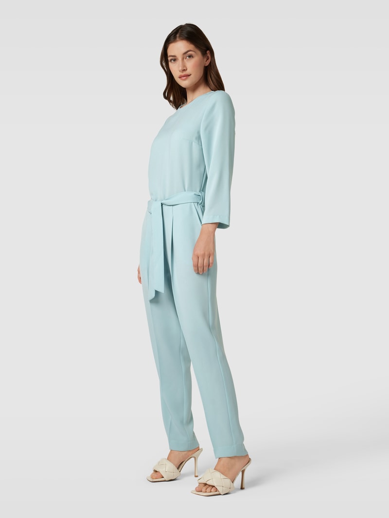 Jumpsuit mit Bindegürtel in helltürkis