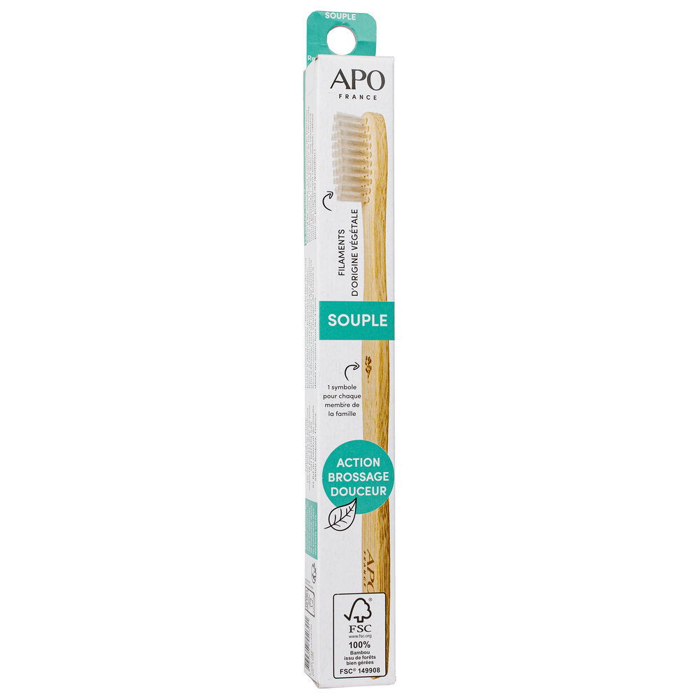 APO France BROSSE À DENTS BAMBOU ADULTE SOUPLE Brosse à Dents