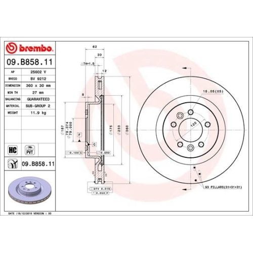 09.B858.11 BREMSSCHEIBE BREMBO VA  VP1 - ATU