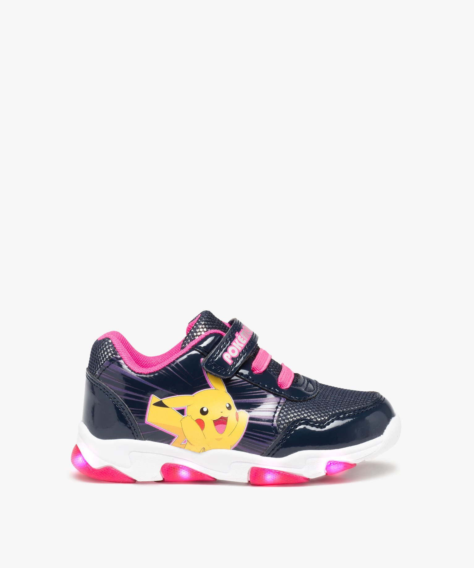 Baskets fille Pikachu effet métallisé à scratch - Pokemon marine | GEMO