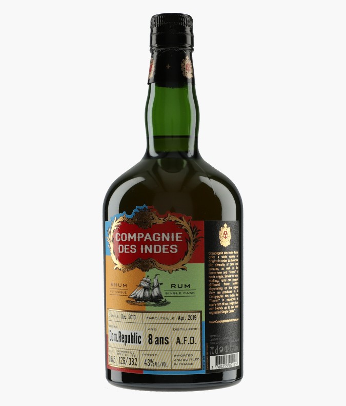 Rhum République Dominicaine AFD 8 Ans N.V.LA COMPAGNIE DES INDES